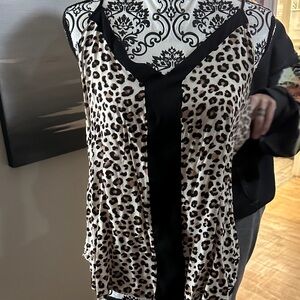 Leopard Print Tank Top with Black Accents